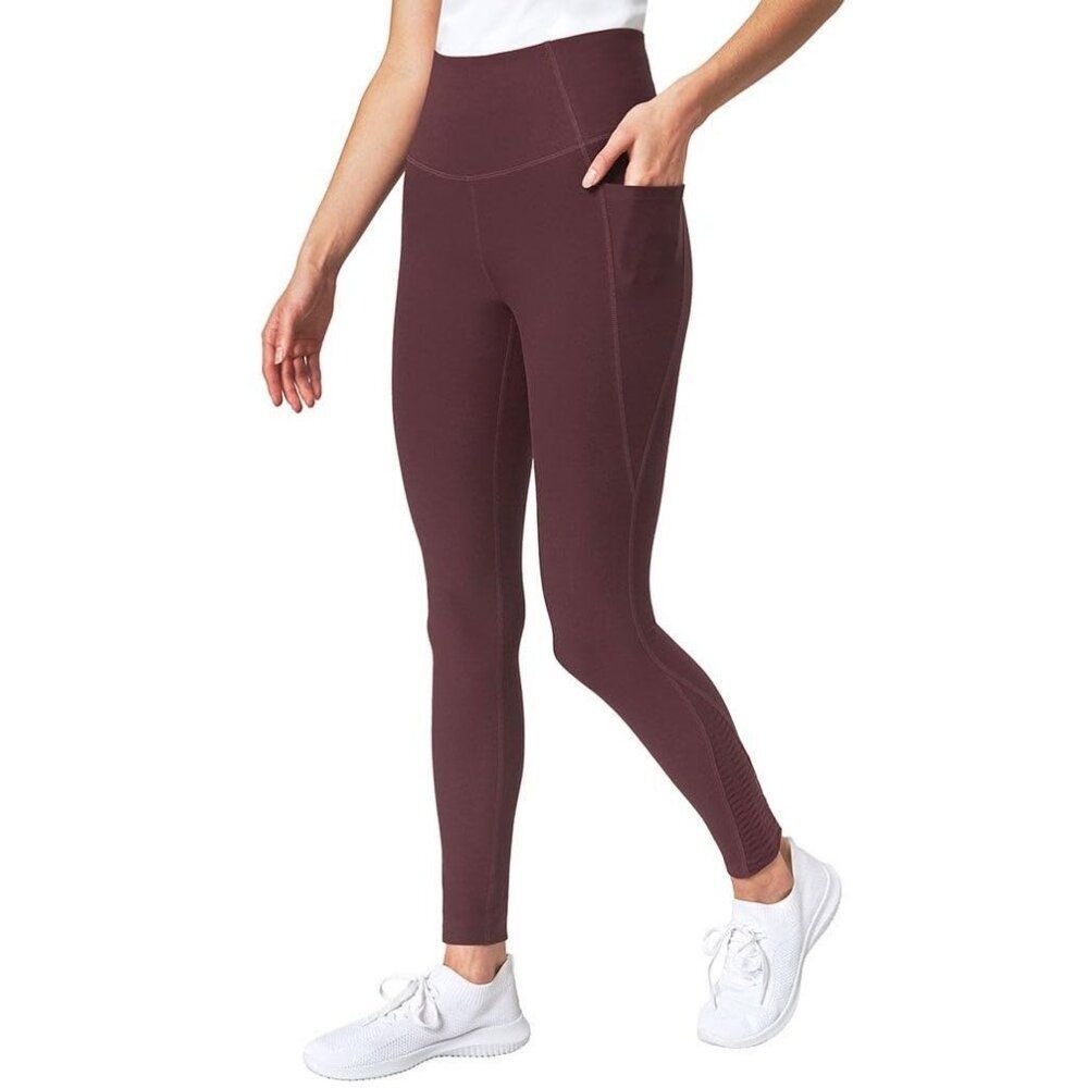 Mondetta Women's High Waisted Active Legging Red Pants Sz Small Pocket Yoga NWT